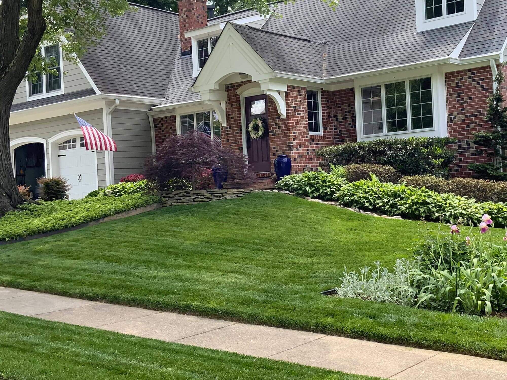 Mowing Lawn Suburban Home